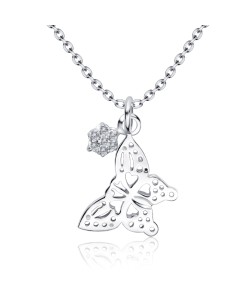 Butterfly Shaped CZ Silver Necklace SPE-4904